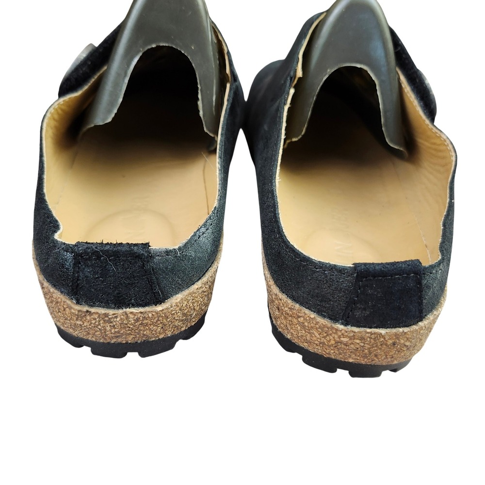 Haflinger Black Leather Cork Clog Mules 10.5 Earthy  Comfy Lagenlook Women - Picture 6 of 12